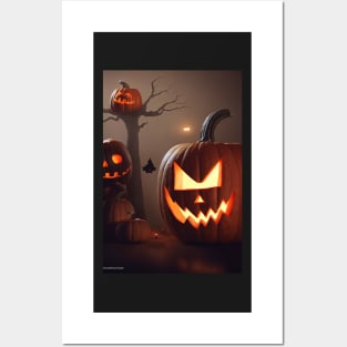 Halloween scary pumpkin heads Posters and Art